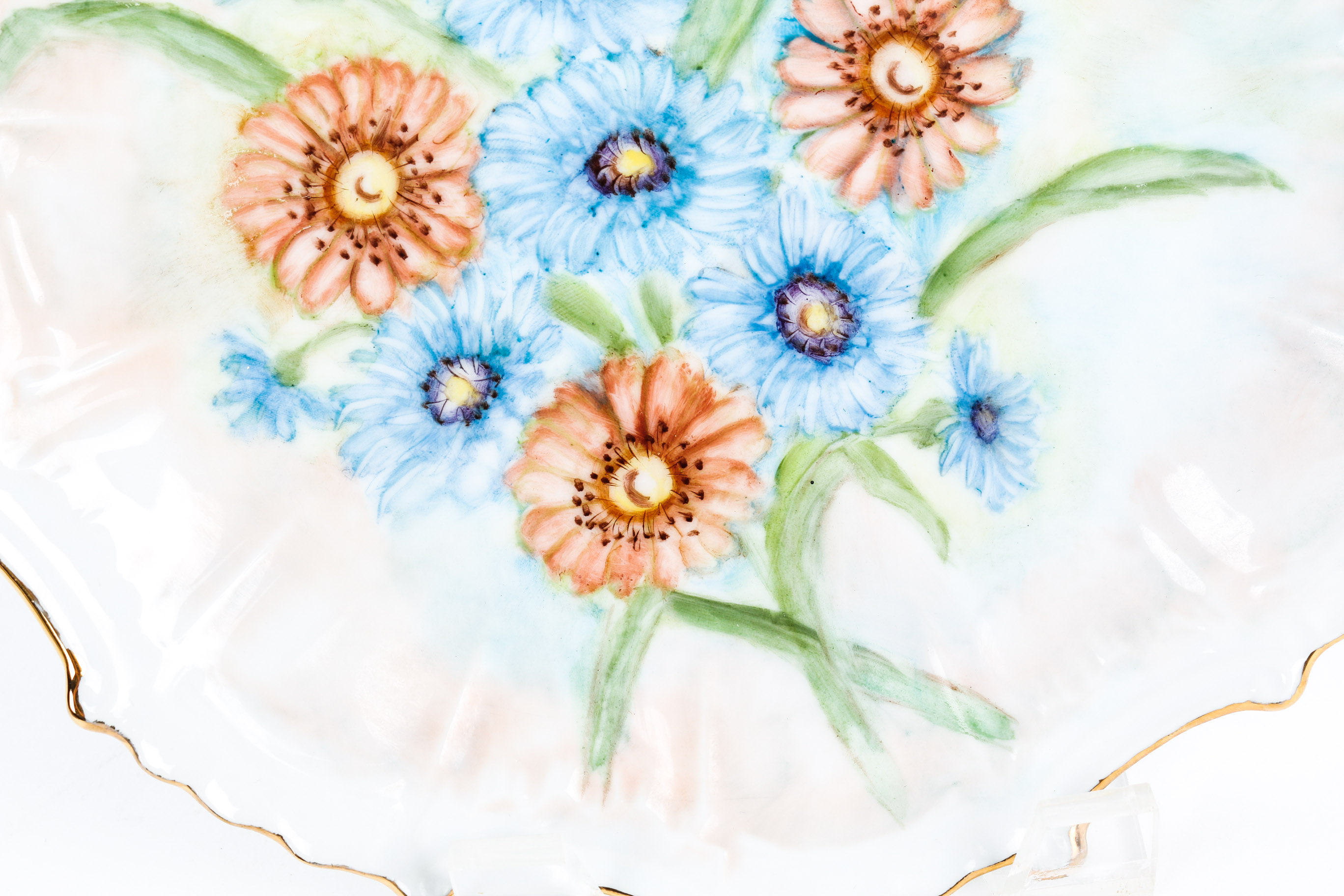 Hand Painted Porcelain Plates with Flowers | EBTH