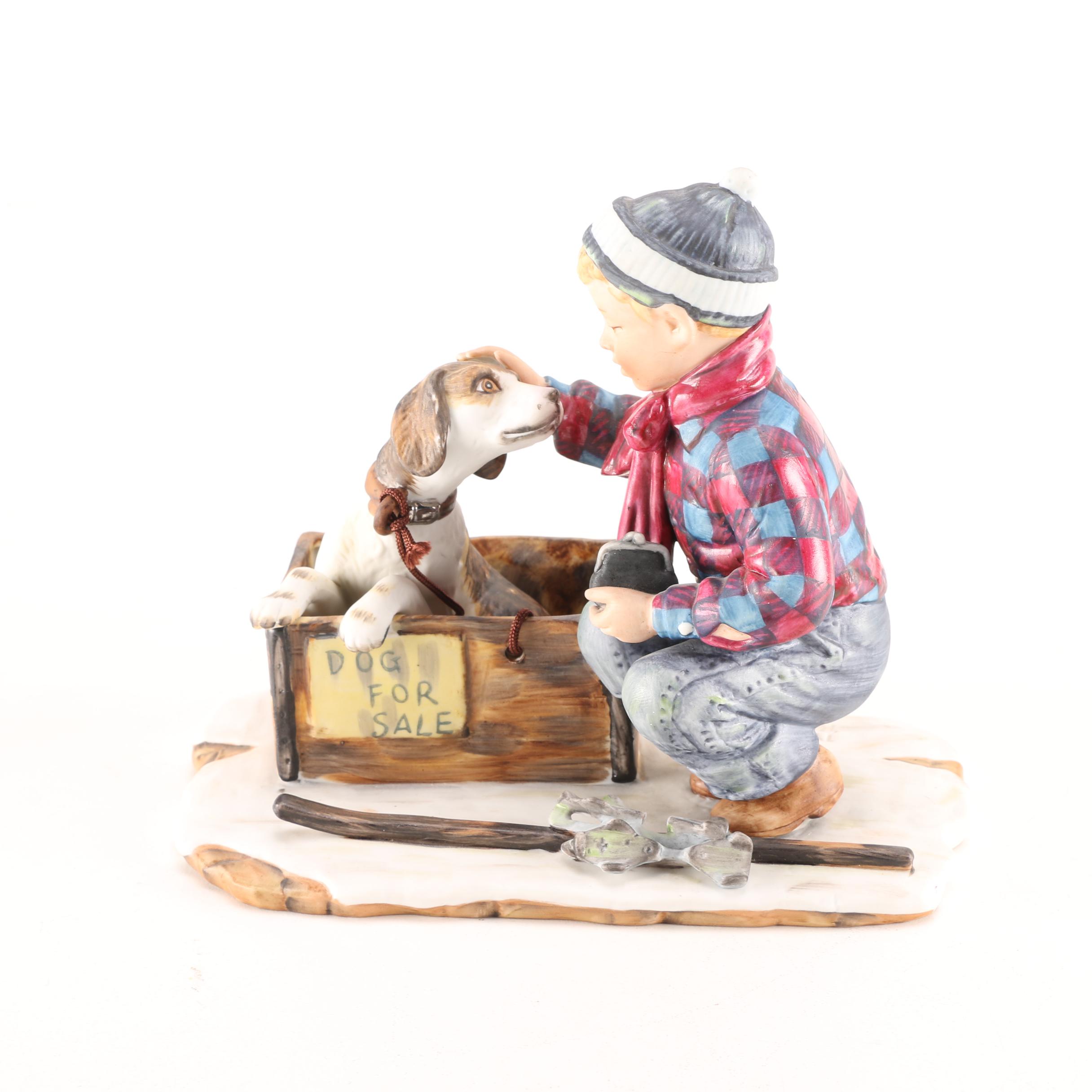 norman rockwell a boy and his dog figurines