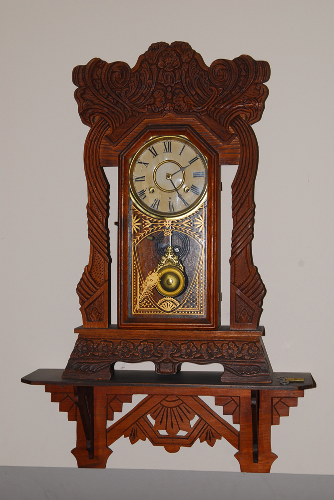 Wood Shelf Clock and Wall Shelf EBTH