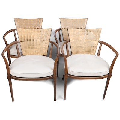 Mid Century Modern Caned Armchairs in the Style of Bert England