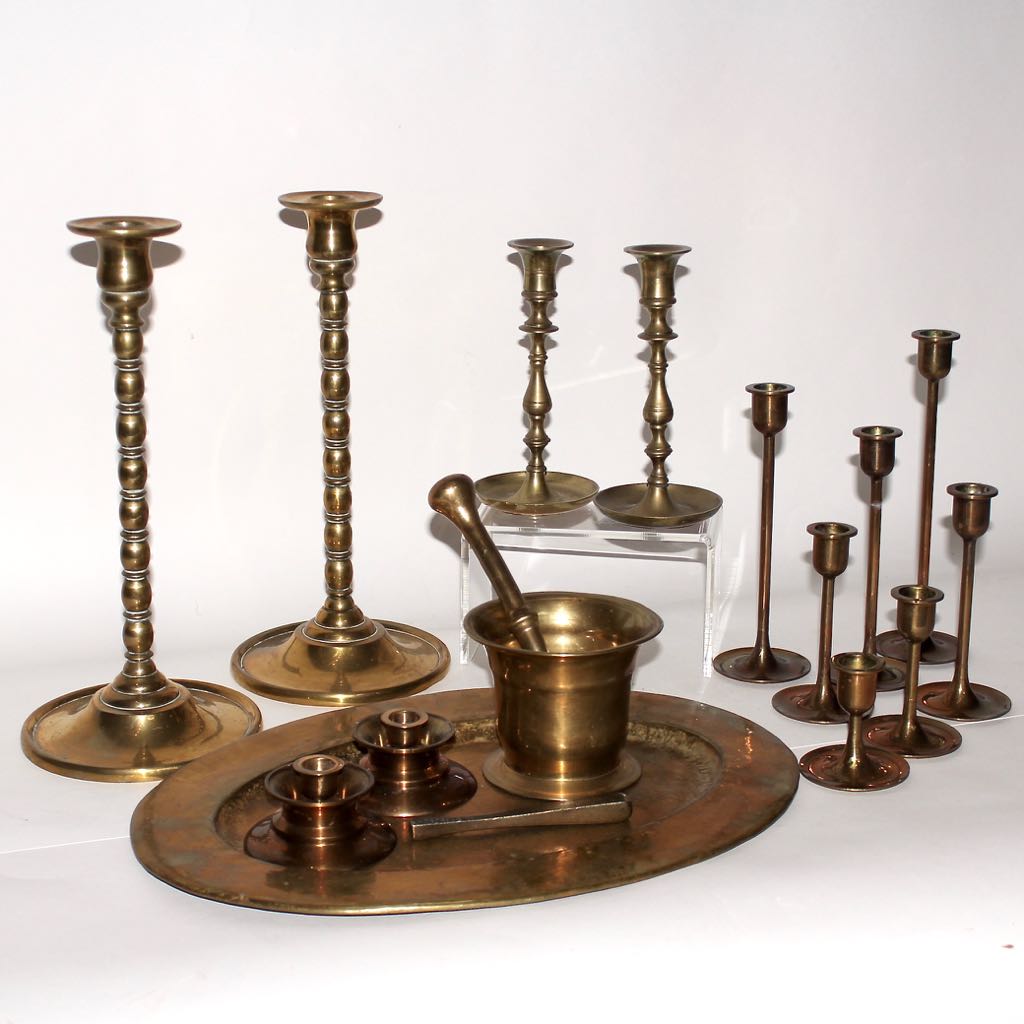 Brass Pillar Candlesticks and More EBTH