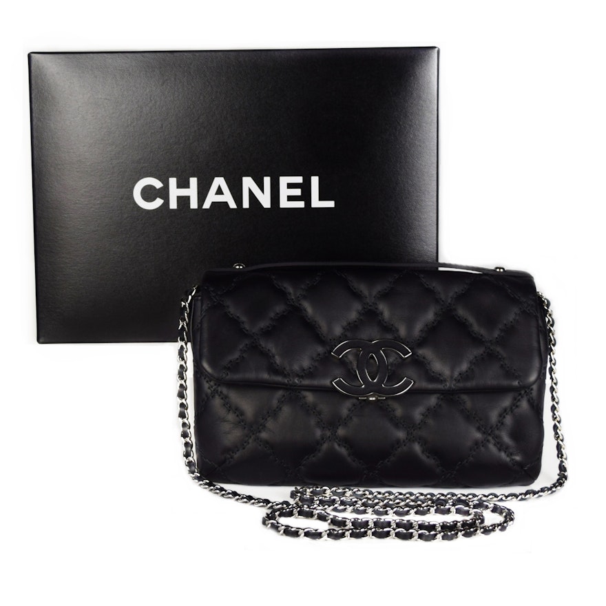 Chanel Classic Flap Bag in Black Lambskin, New in Original Box : EBTH