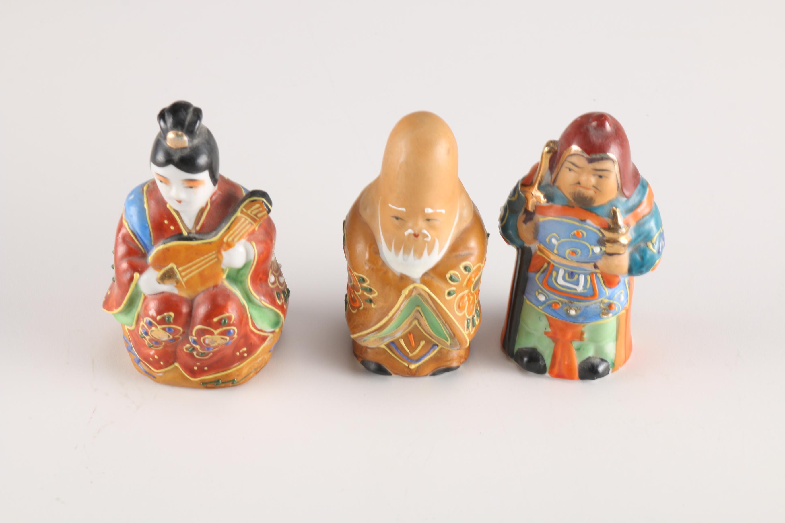 Japanese Kutani Ware Seven Lucky Gods Figurines EBTH