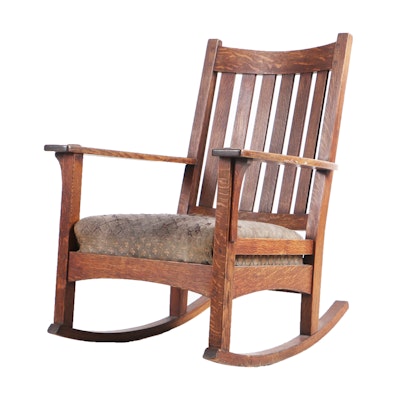 Circa 1912 to 1920 Arts and Crafts Rocking Chair by L. & J.G. Stickley
