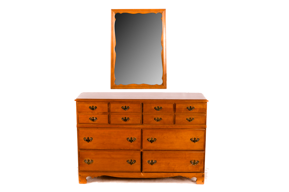 Vintage Thomasville Dresser With Ethan Allen Wall Mirror EBTH