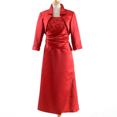 Haute Couture Obsessions Red Beaded Dress with Bolero Haute Couture Obsessions Red Beaded Dress with Bolero
