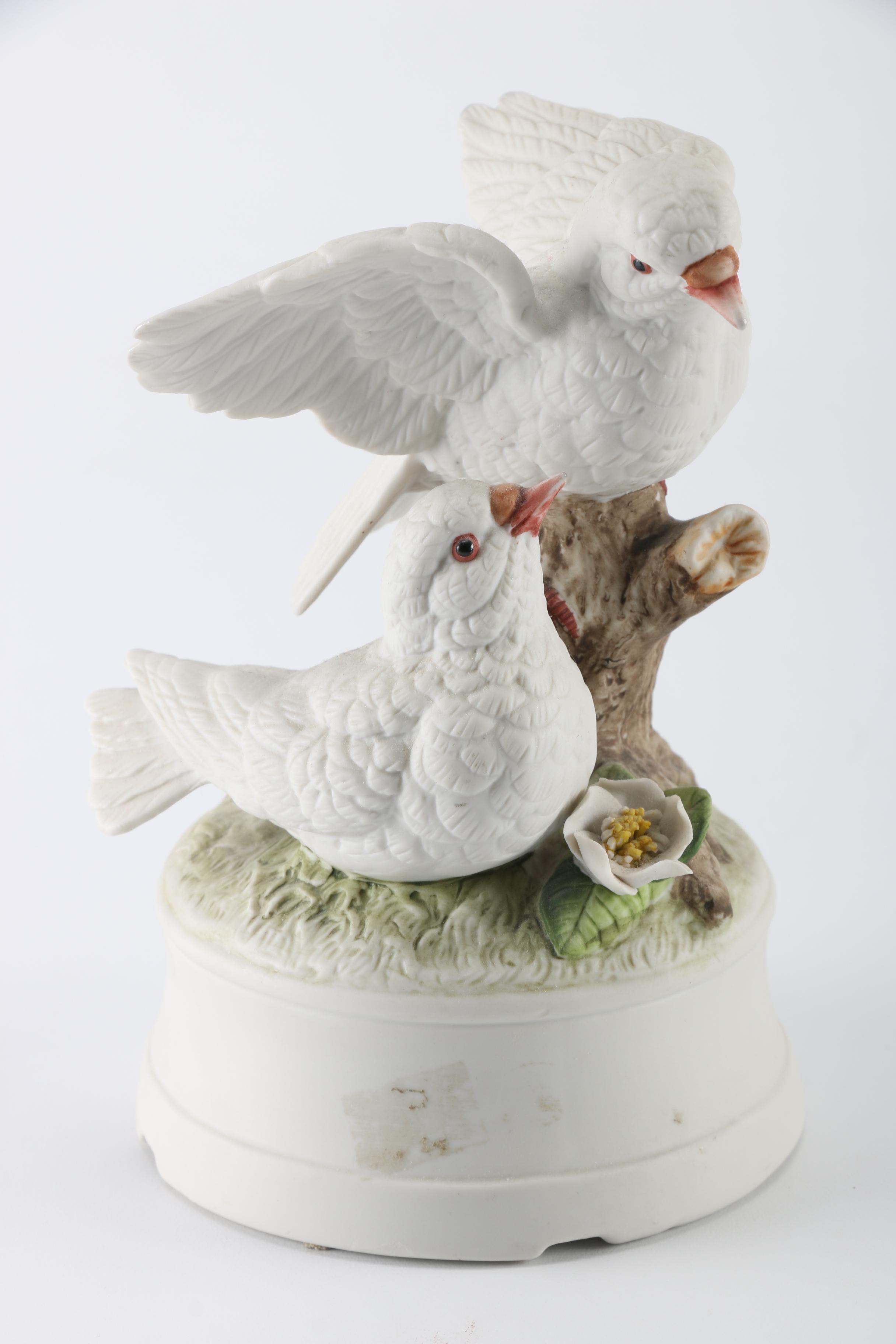 Japanese Hand Painted Bird Figurines Featuring Music Box EBTH