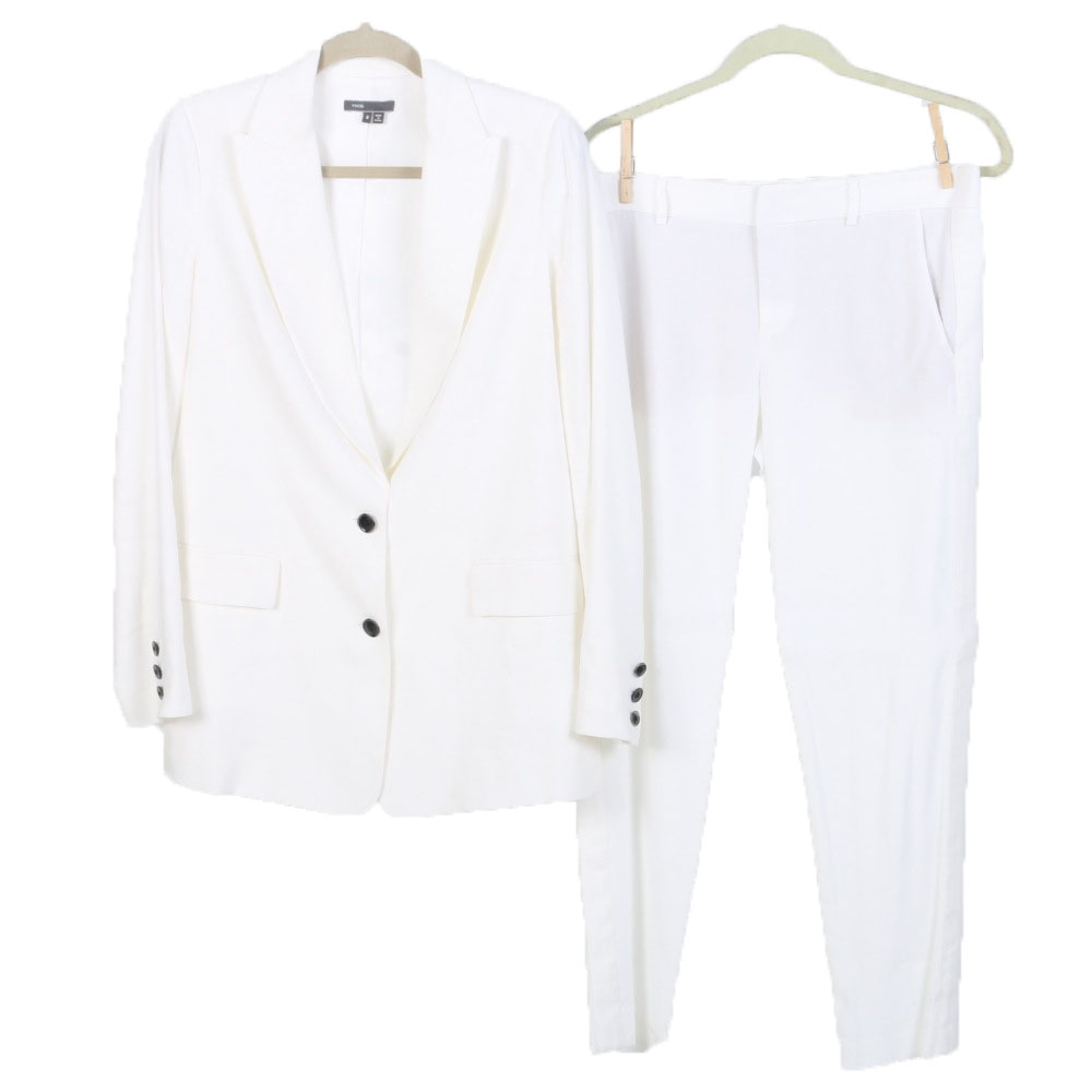 white linen womens pant suit