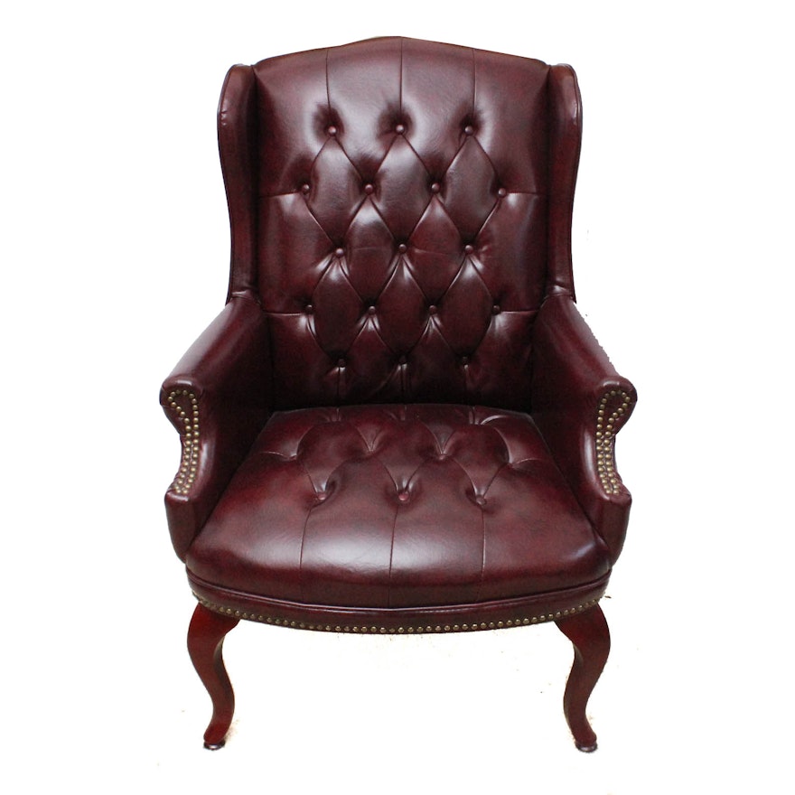 Oxblood Tufted Leather Armchair Ebth