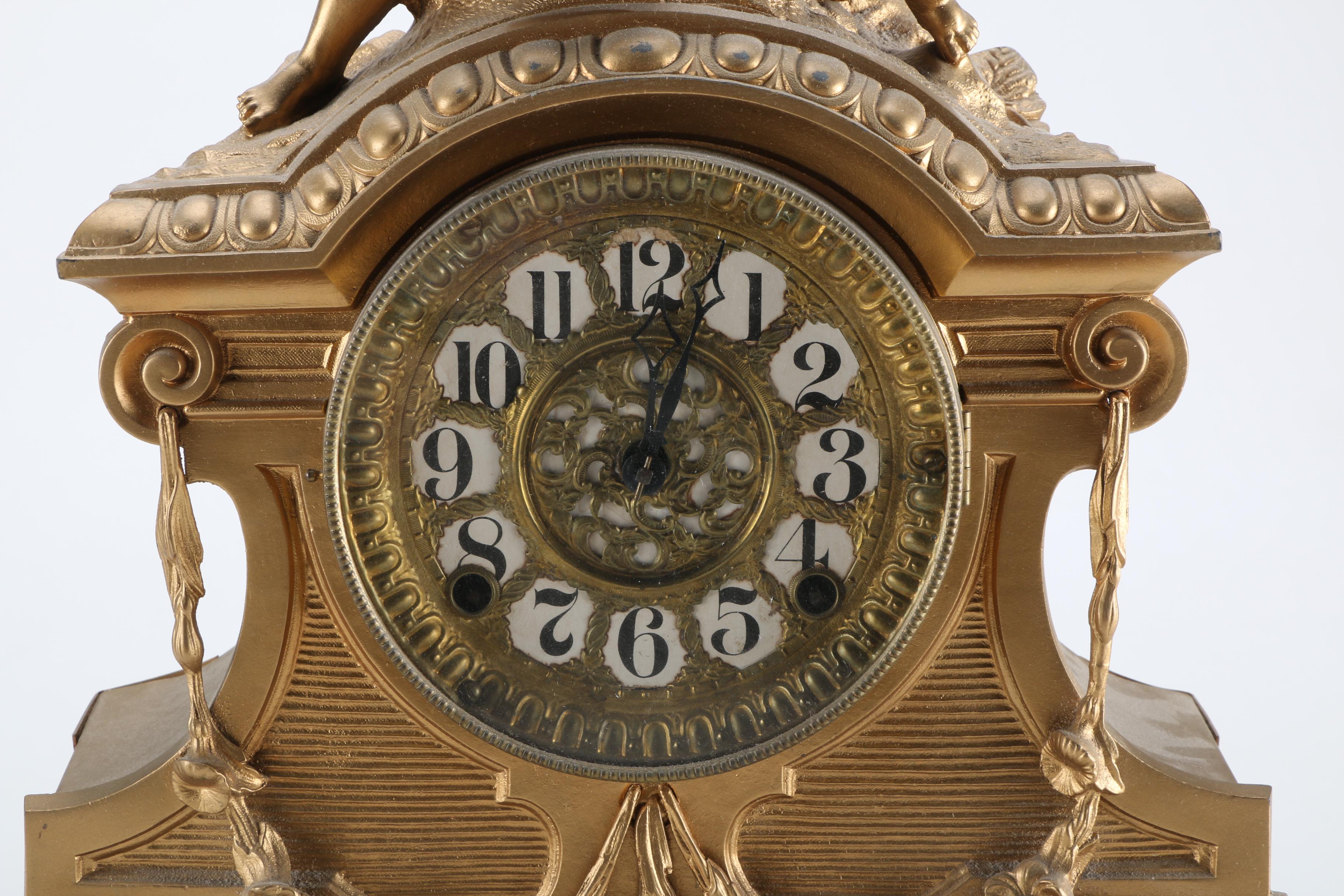 Gold Tone Mantel Clock in the French Ormolu Style EBTH