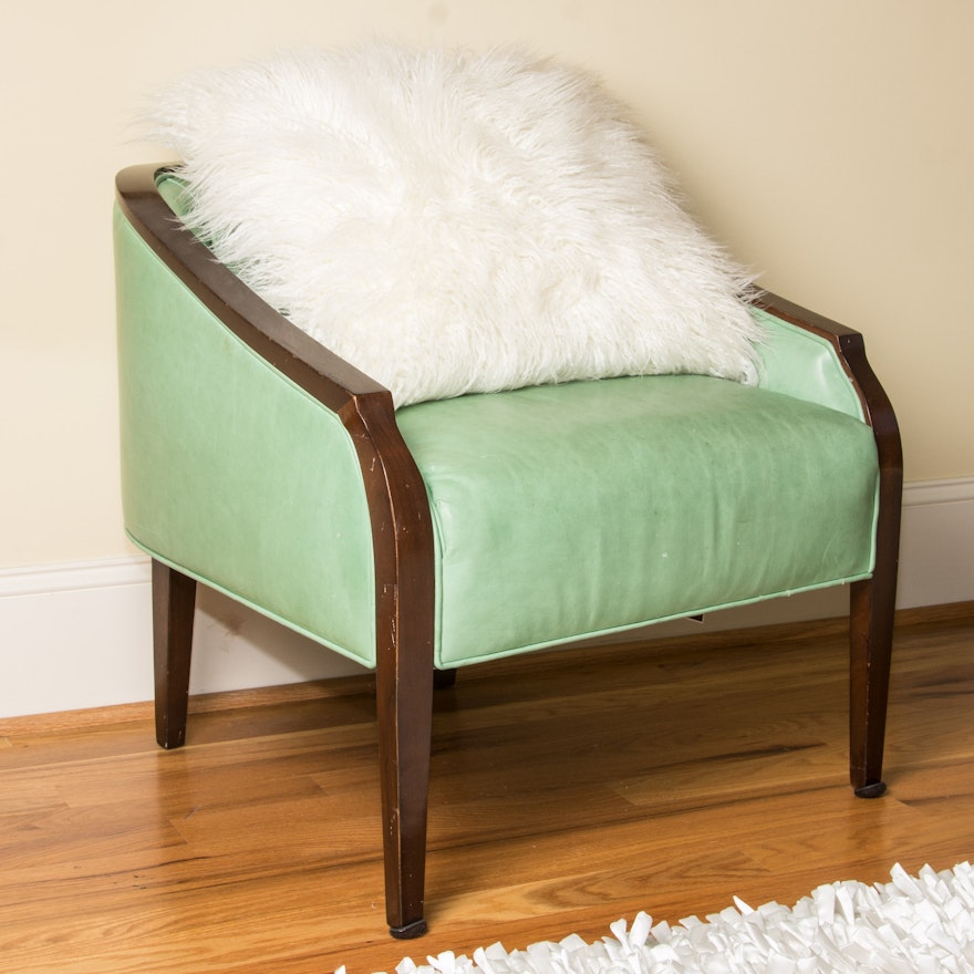 Mint Green Leather Club Chair by Baker Furniture | EBTH