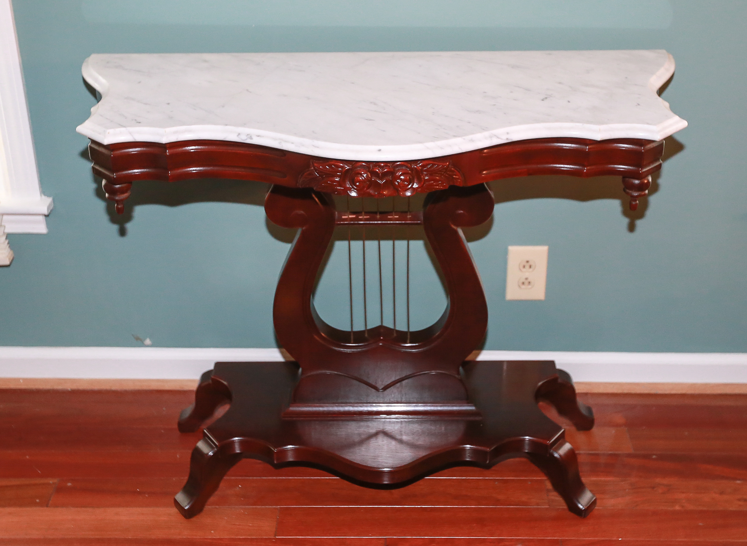 Vintage Victorian Style Marble Top Lyre Table EBTH