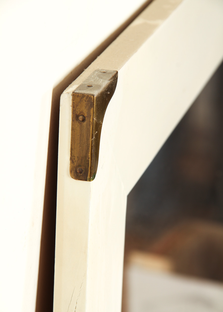 White Wooden Wall Mirror with Corner Accents EBTH