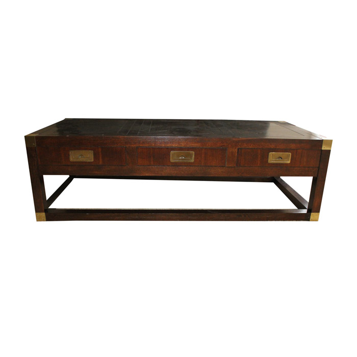 Chinese Style Coffee Table with Brass Tone Accents EBTH