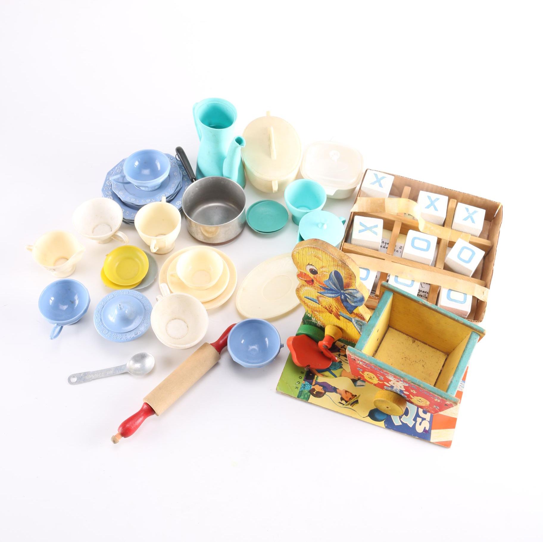 Children S Toys Featuring A 1950s Fisher Price Walking Duck Cart