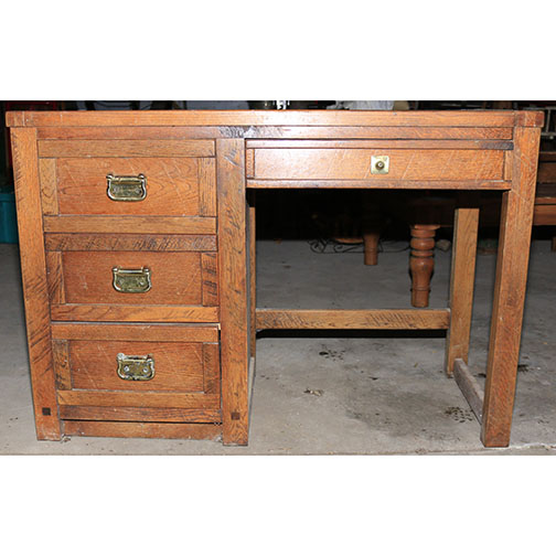 Vintage Campaign Style Single Pedestal Desk By Young Hinkle Ebth