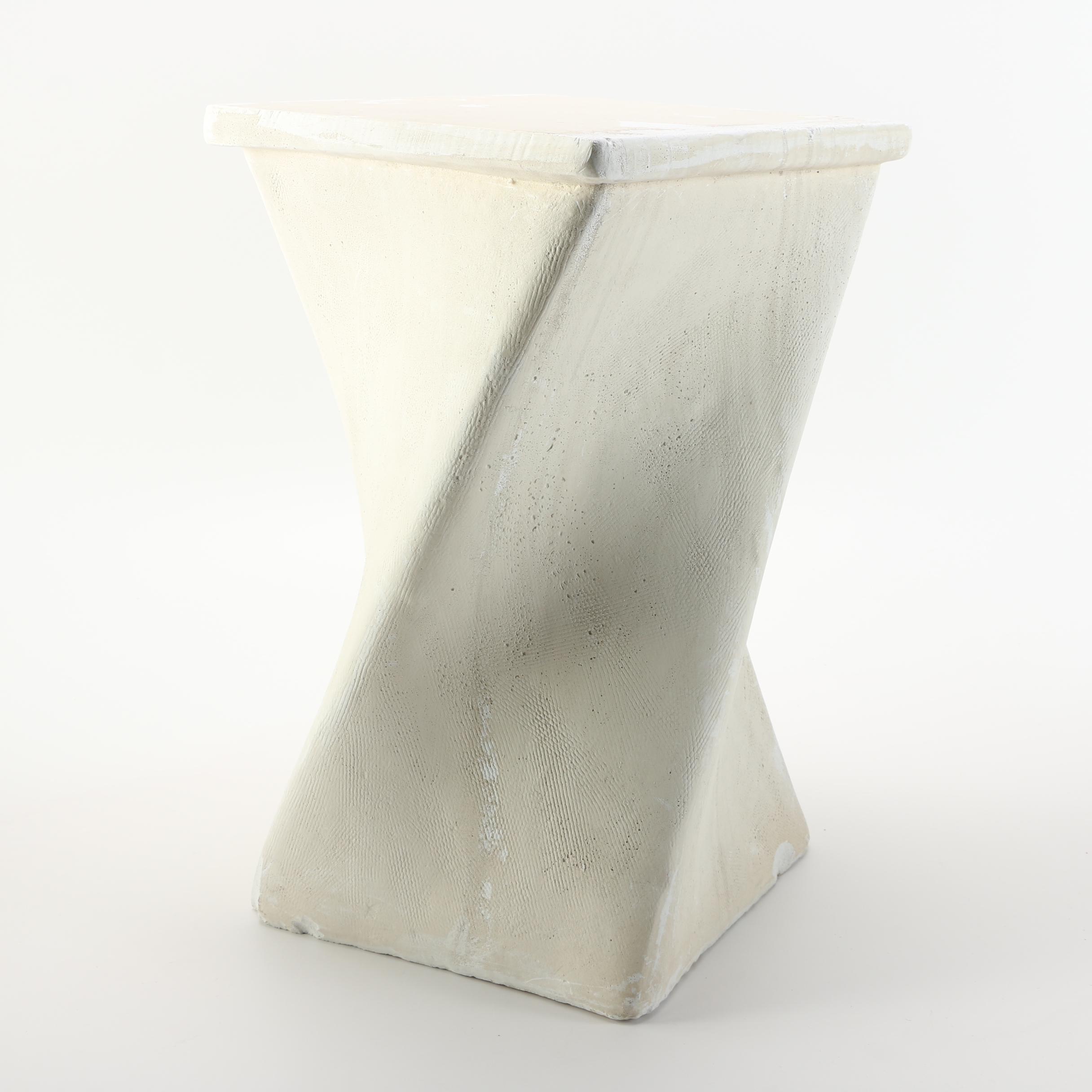 White Plaster Pedestal Side Table EBTH