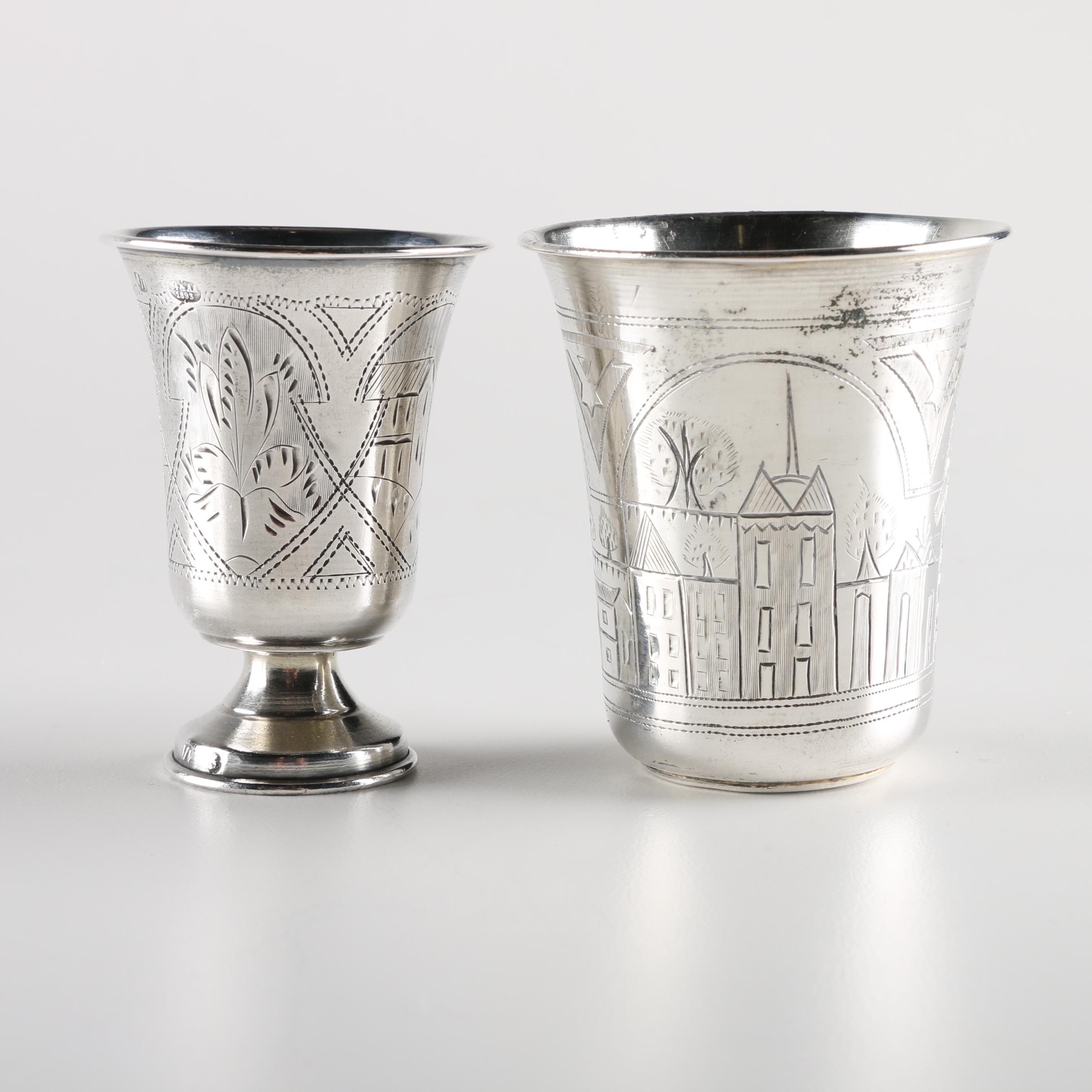 Antique Silver Kiddush Cups EBTH