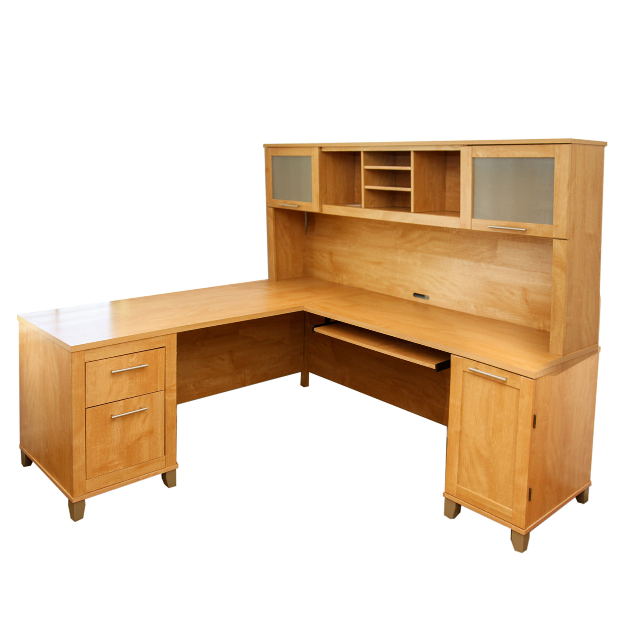 Bush Furniture Contemporary LShaped Desk With Hutch in a MapleTone EBTH