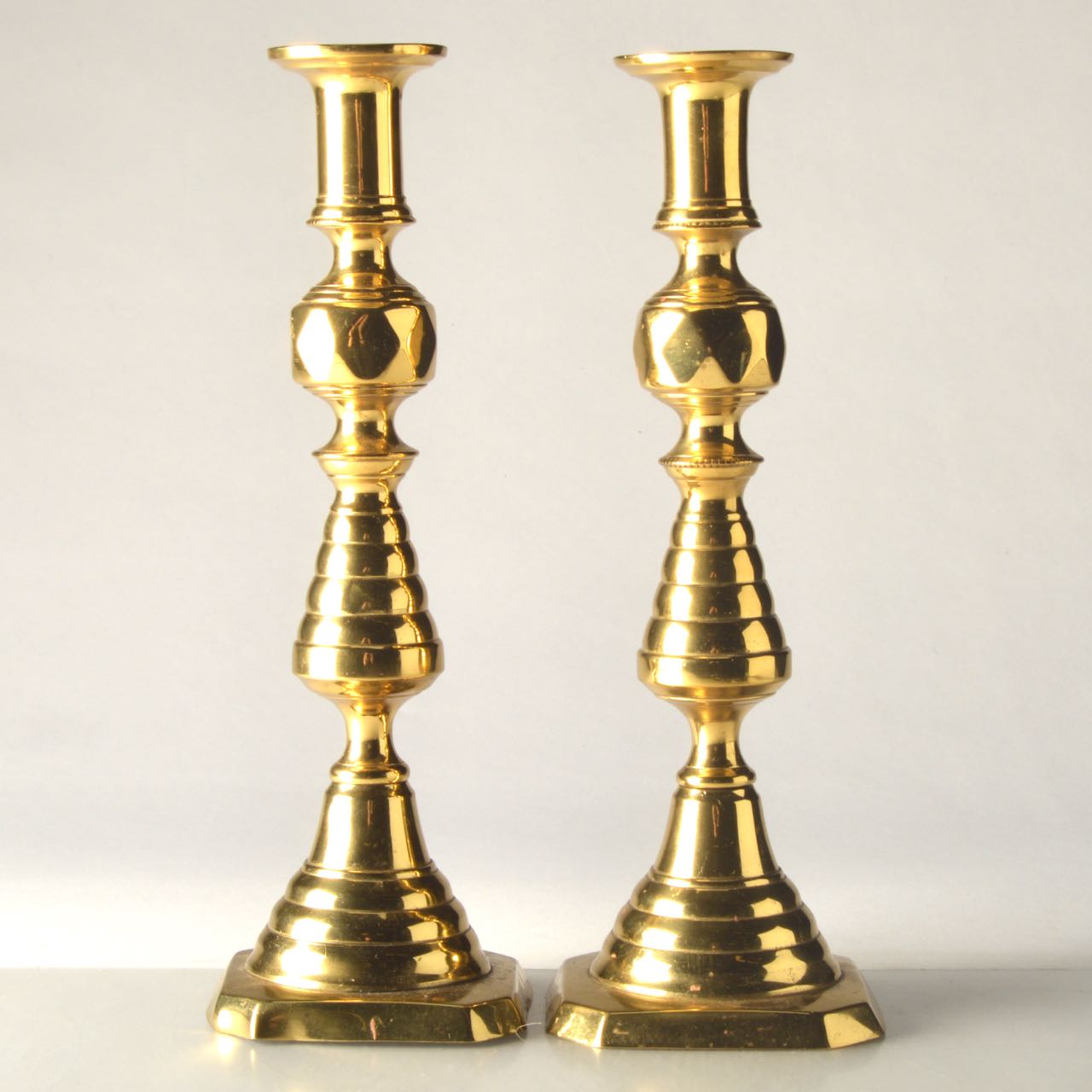Antique Brass PushUp Beehive Candle Holders EBTH