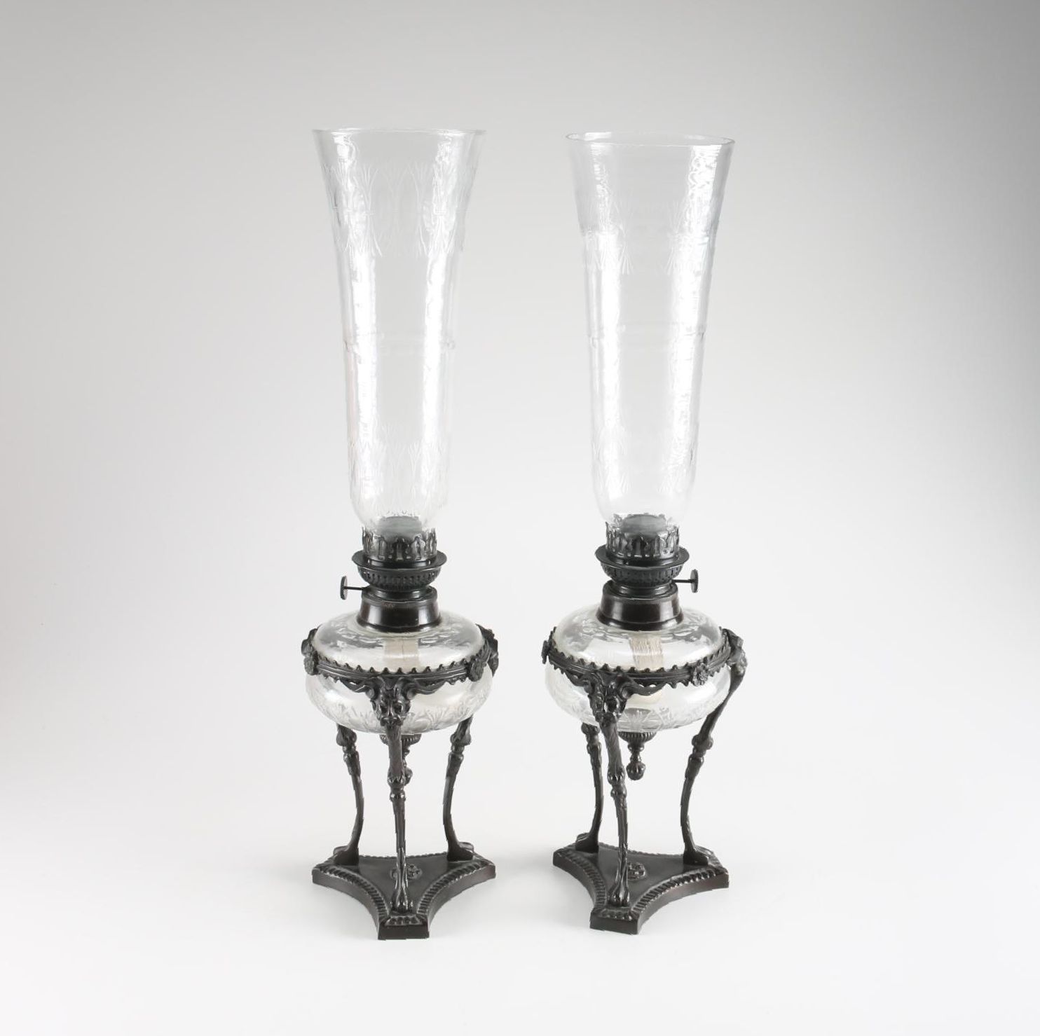 Glass Hurricane Oil Lamp by Bombay EBTH
