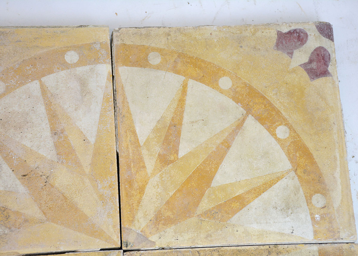 Four Antique French Floor Tiles EBTH