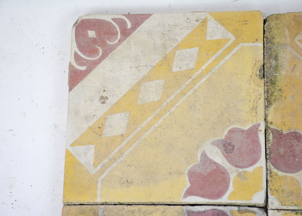 Four Antique French Floor Tiles EBTH