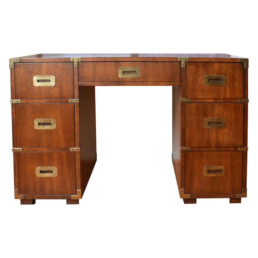 Vintage Campaign Style Desk By Henredon Ebth