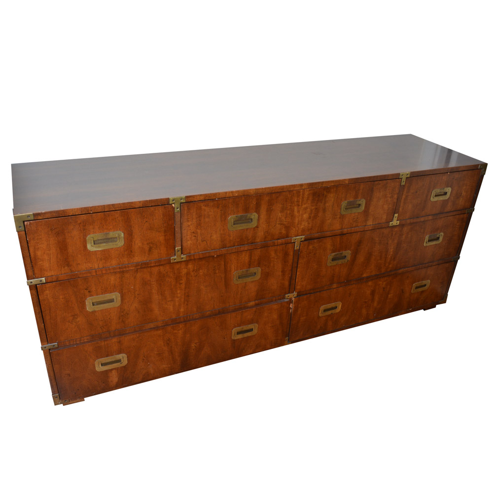 Vintage Campaign Style Dresser By Henredon Ebth
