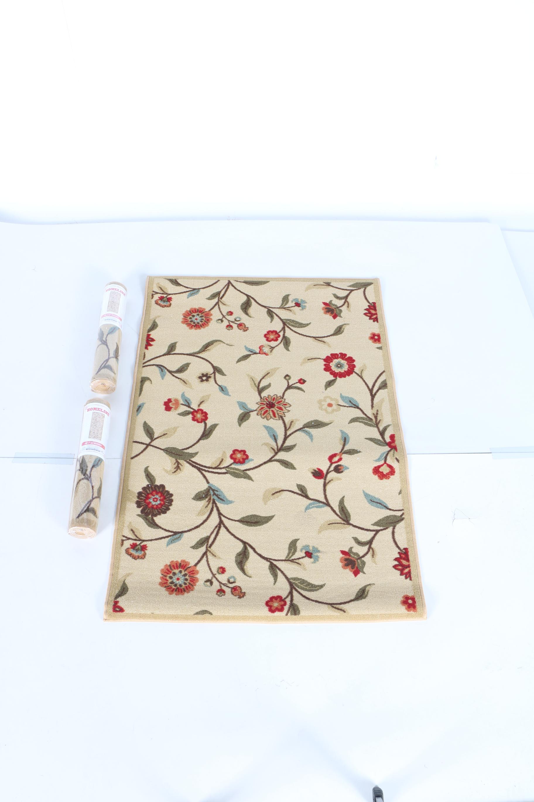 Homeline Floral Area Rug With Matching Runners EBTH