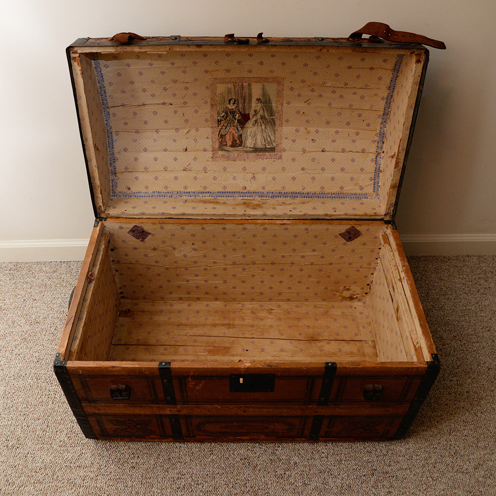 Antique Dome Top Wooden Chest EBTH