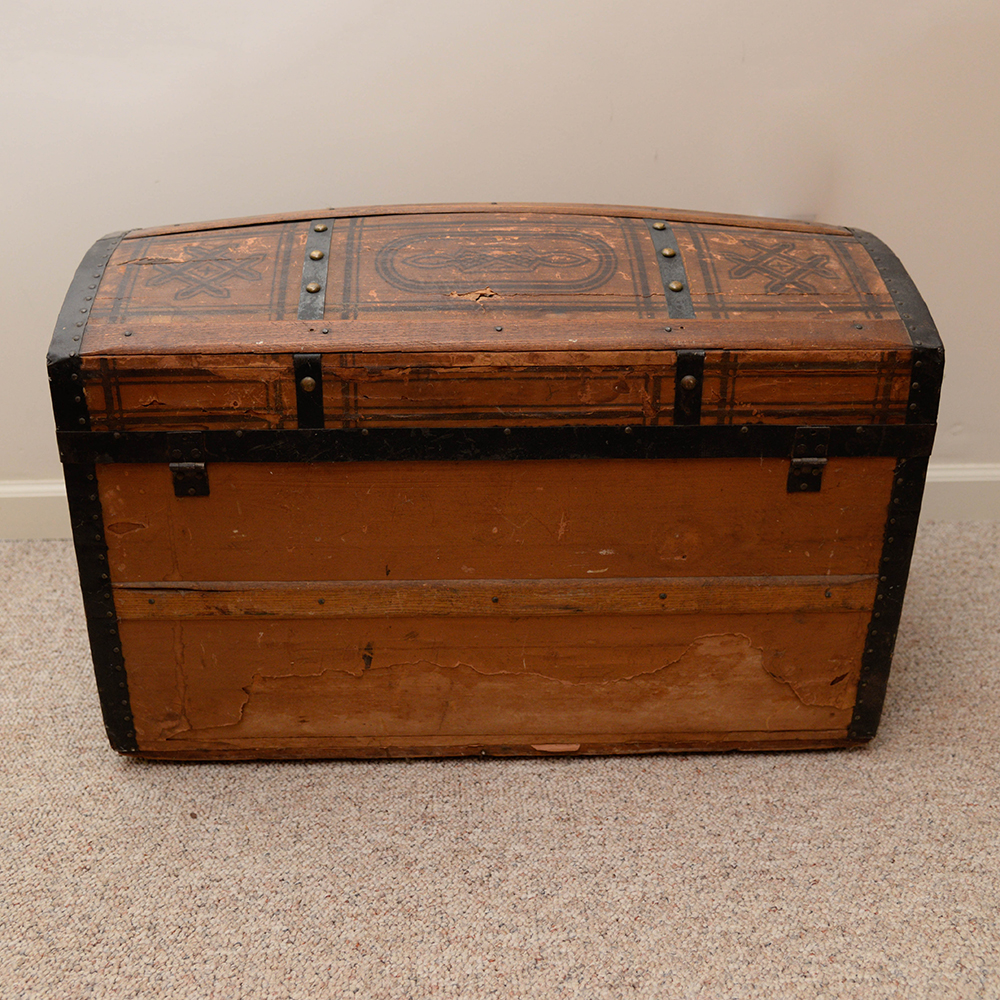 Antique Dome Top Wooden Chest EBTH