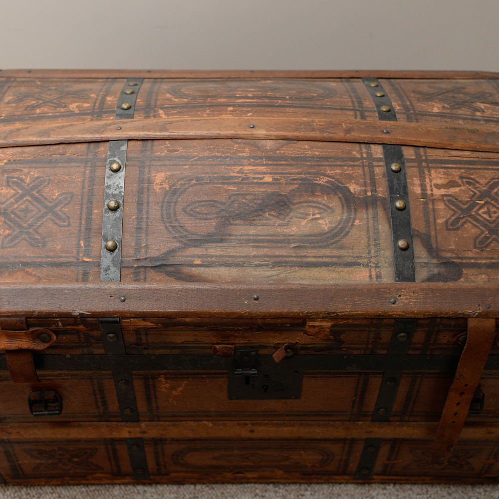 Antique Dome Top Wooden Chest EBTH
