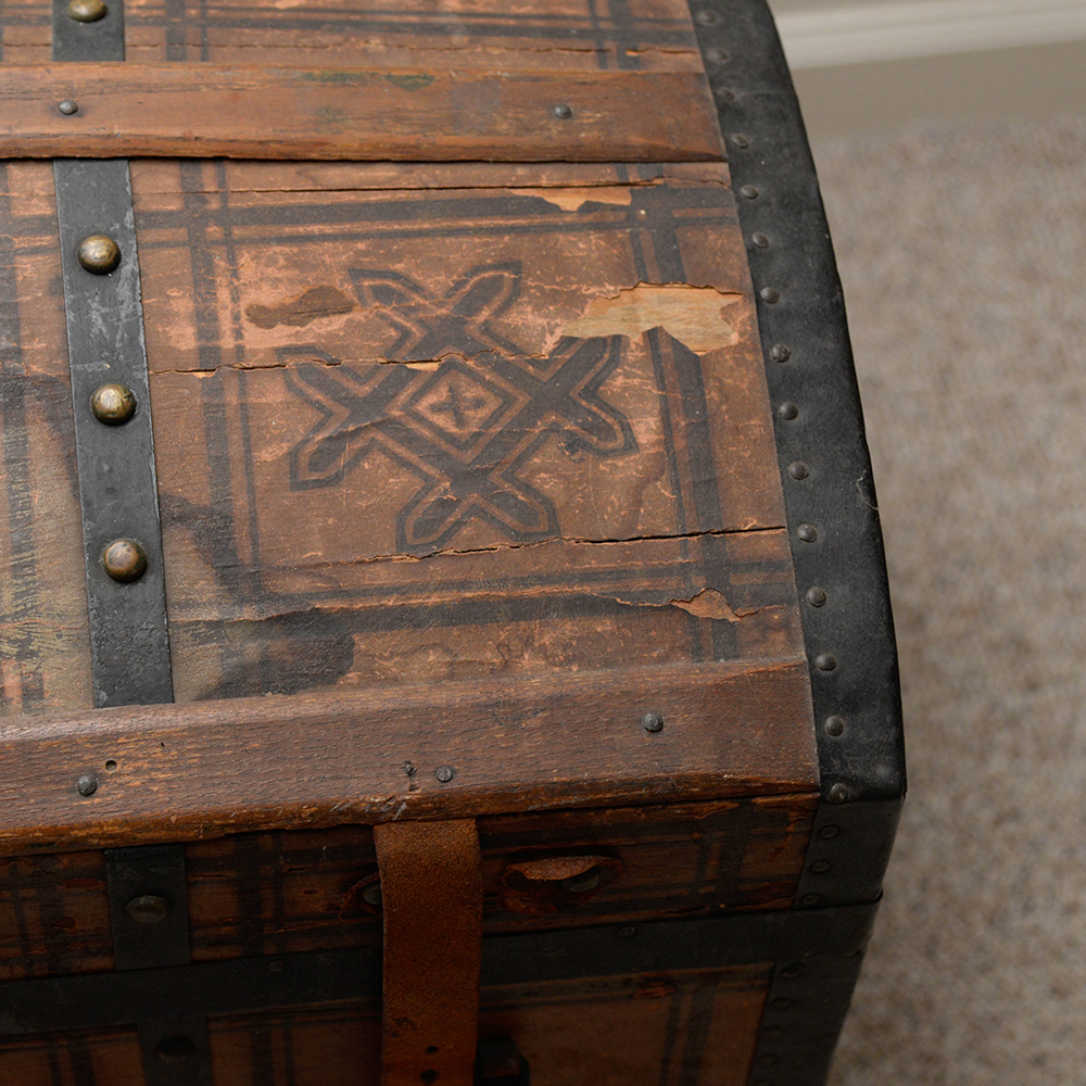 Antique Dome Top Wooden Chest EBTH