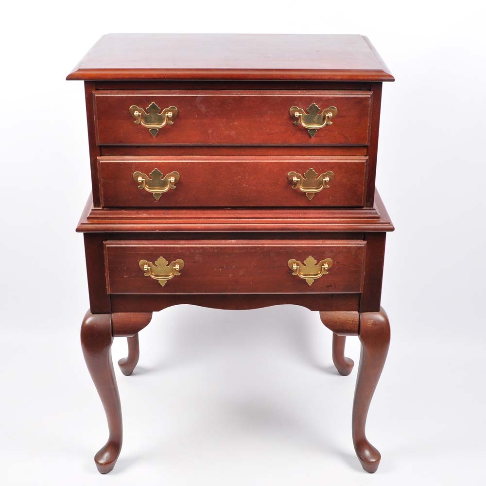 Broyhill Queen Anne Style Silver Chest and Side Table | EBTH