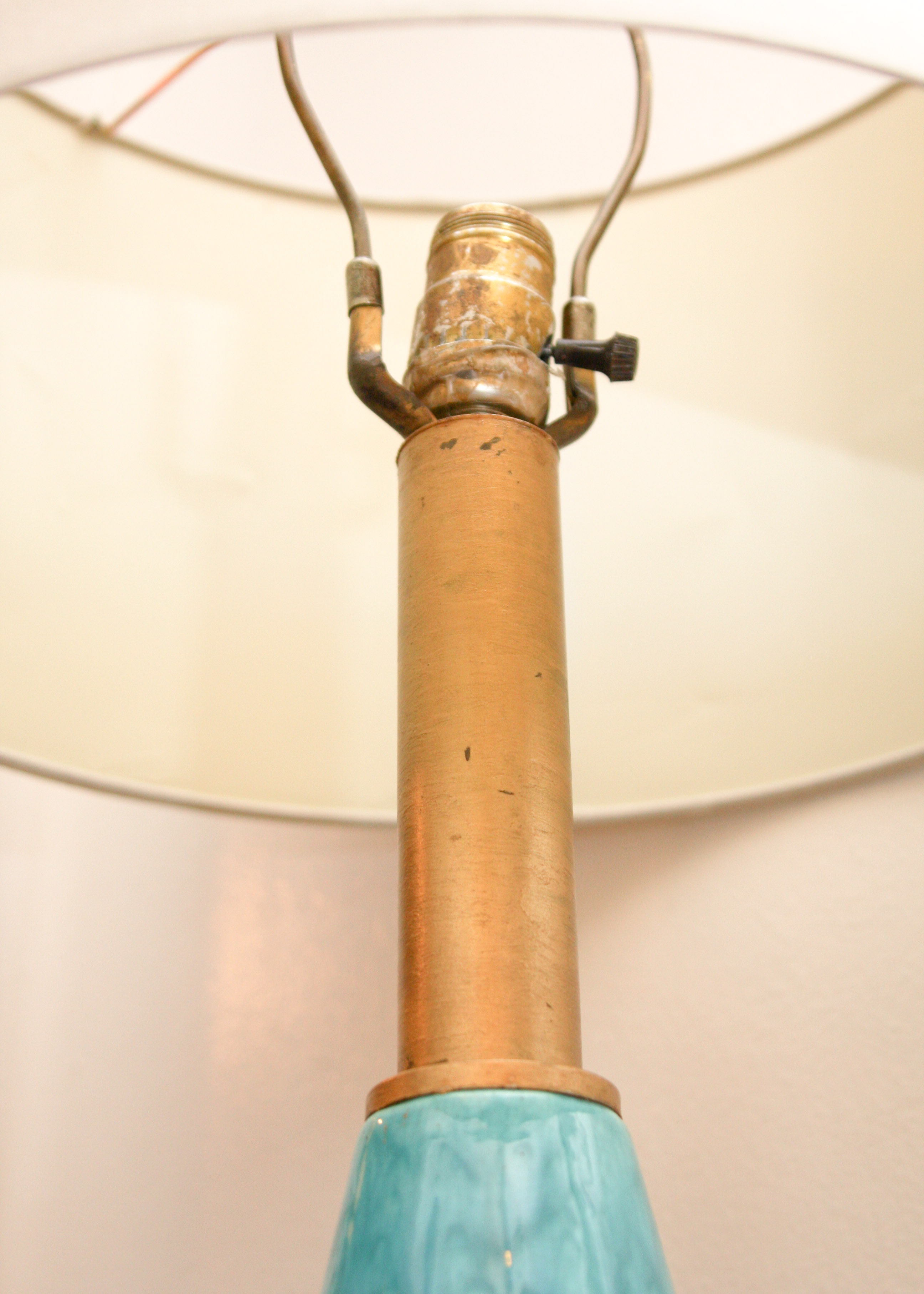 Copper Tone Floor Lamp With Teal Accents | EBTH