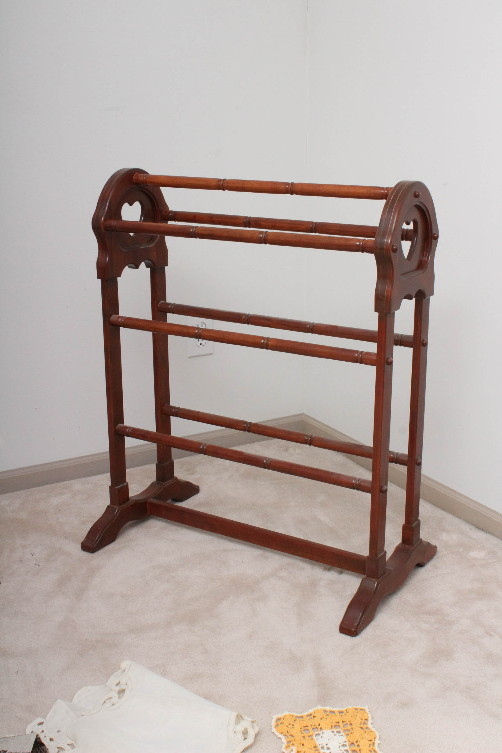 Vintage Handcrafted Wooden Quilt Rack EBTH