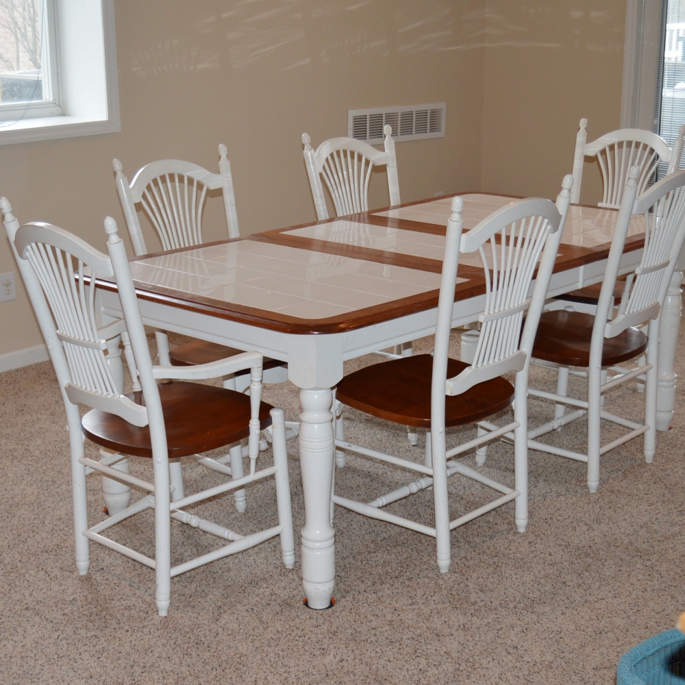 Tile Top Farm Dining Table and Chair Set | EBTH