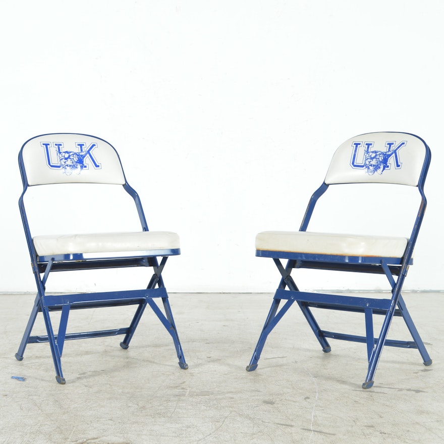 Pair Of Kentucky Wildcats Basketball Court Side Chairs Ebth Pair Of Kentucky Wildcats Basketball