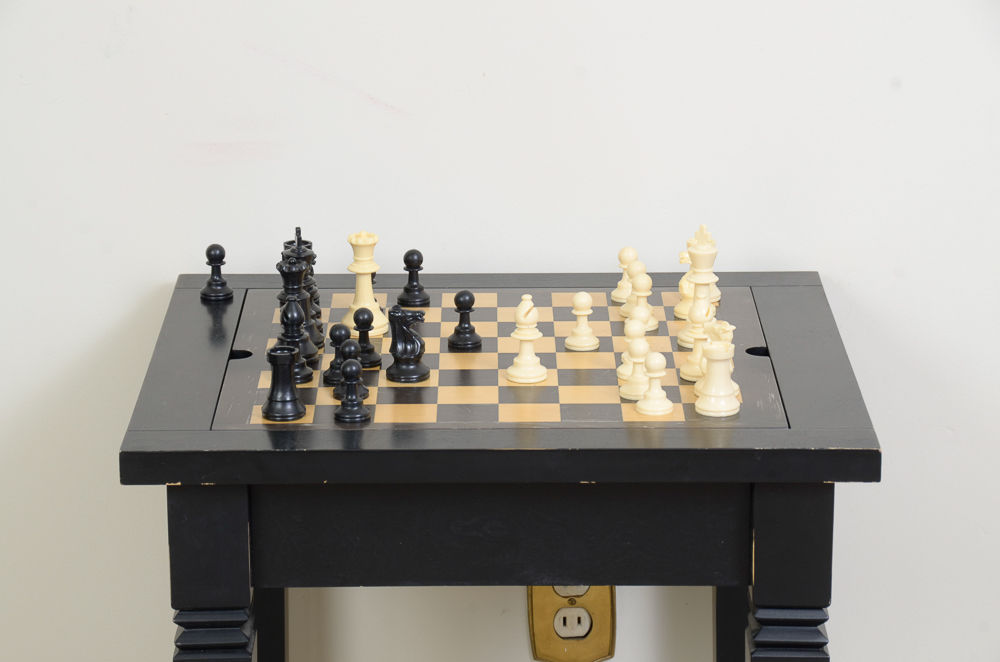 Contemporary Games Table With Chess Pieces by Pottery Barn EBTH
