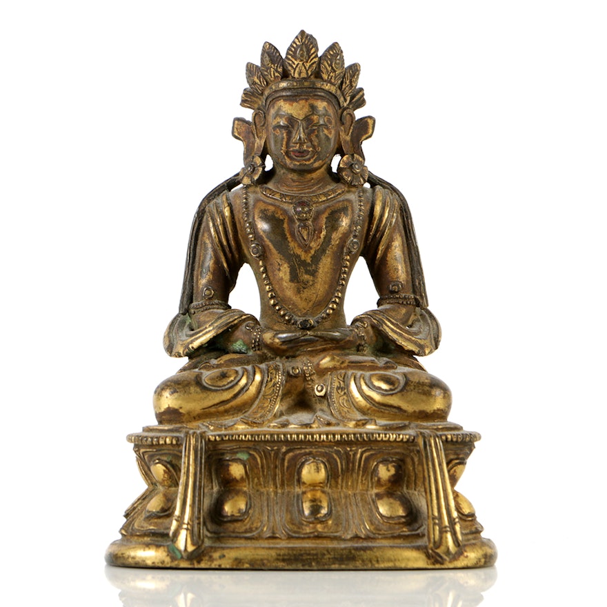 Seated Sino-Tibetan Amitābha Buddha Bronze