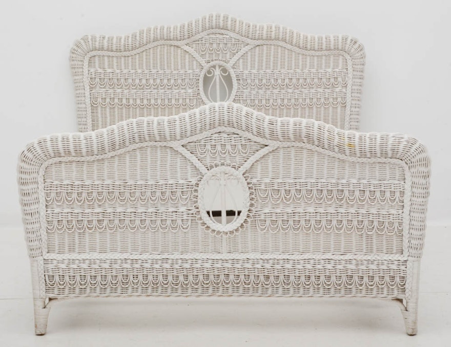 Ralph Lauren White Wicker Queen-Size Bed Frame | EBTH