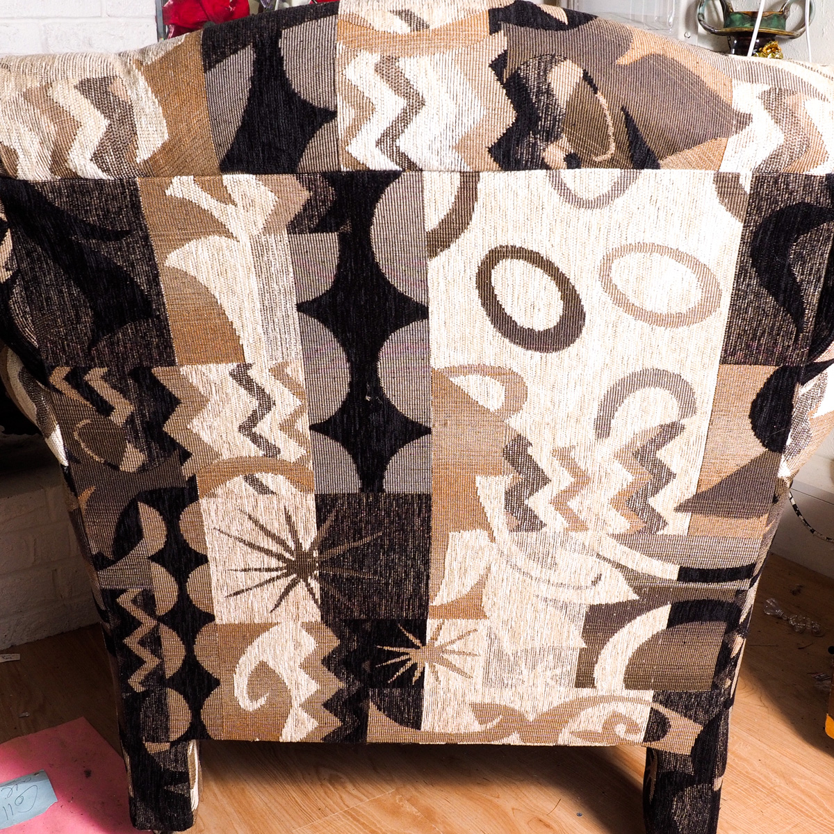 Abstract Print Upholstered Arm Chair EBTH