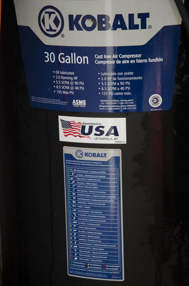 Kobalt 30 Gallon Cast Iron Air Compressor EBTH