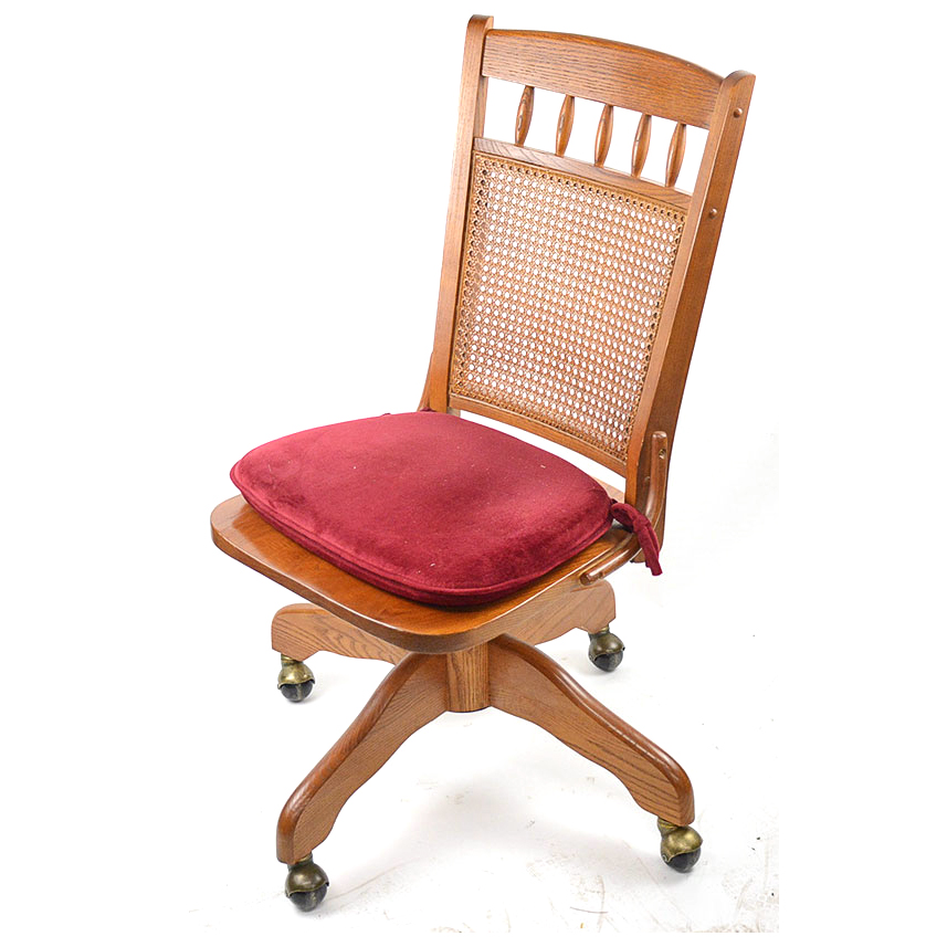 Vintage Oak Cane Back Office Chair EBTH