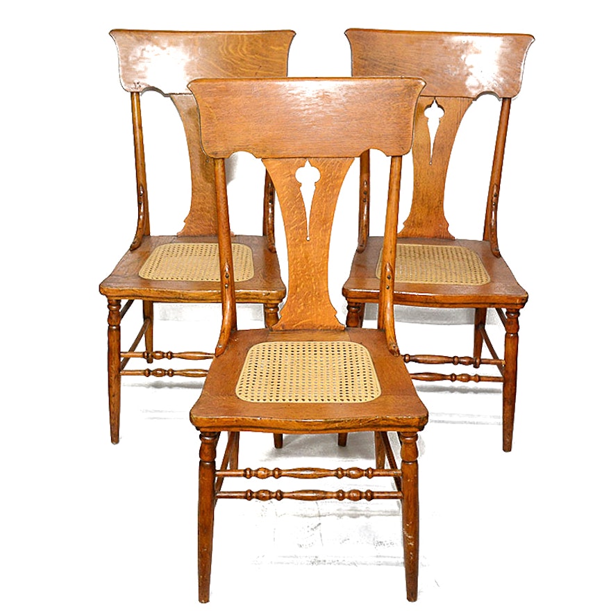 Vintage Oak Cane Seat Dining Chairs : EBTH Vintage Oak Cane Seat Dining Chairs ... - Vintage Oak Cane Seat Dining Chairs : EBTH