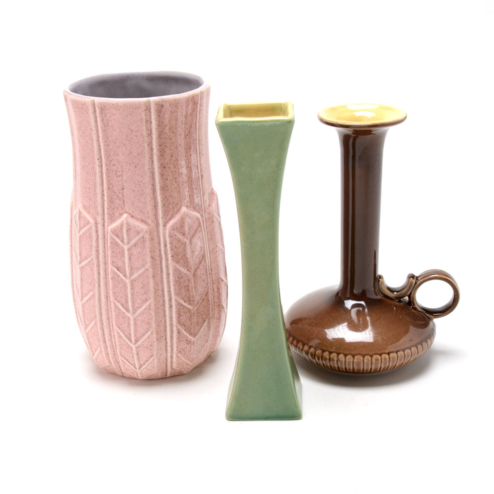 Collection Of Three Red Wing Art Pottery Vases Ebth