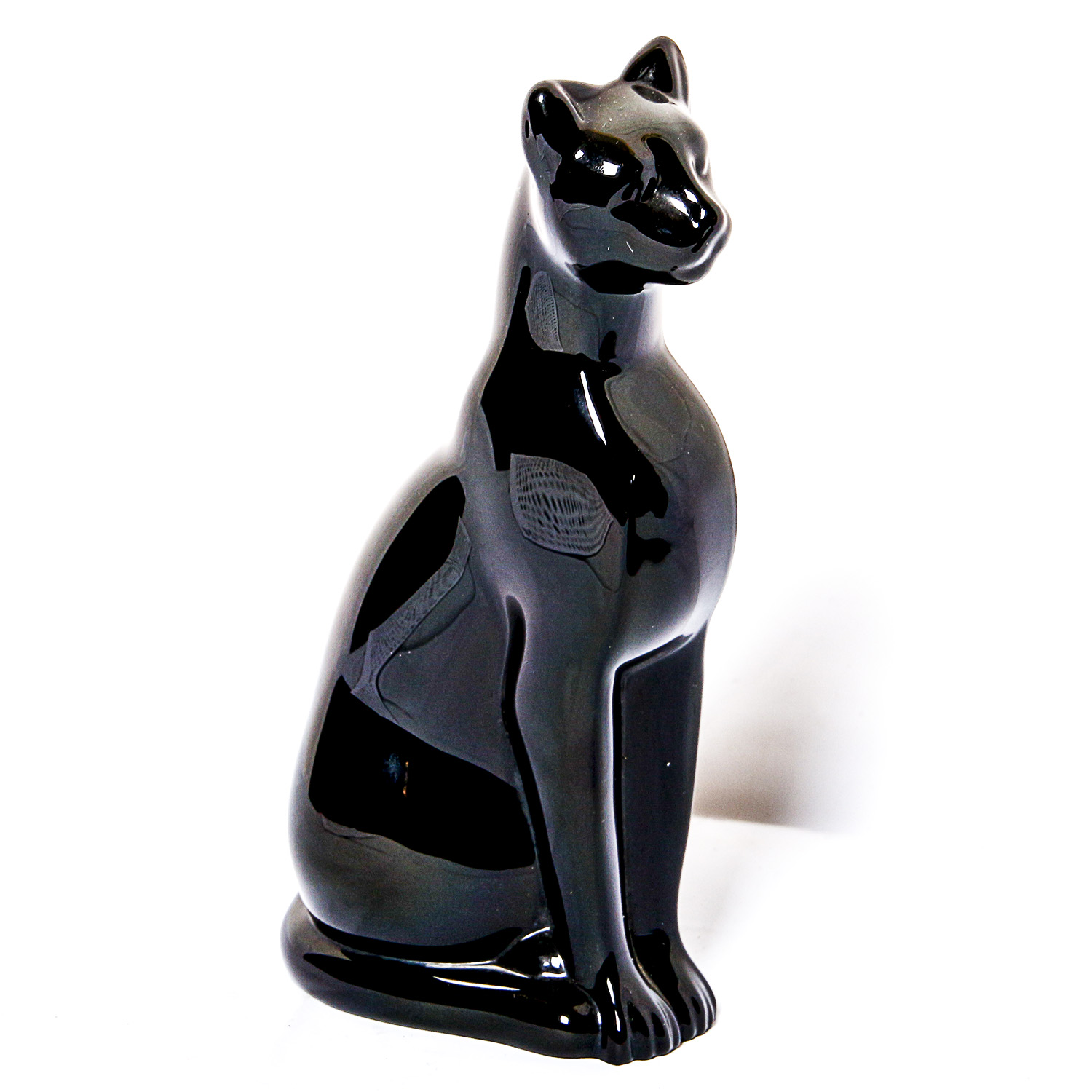 Pair Black Baccarat Crystal Cats EBTH