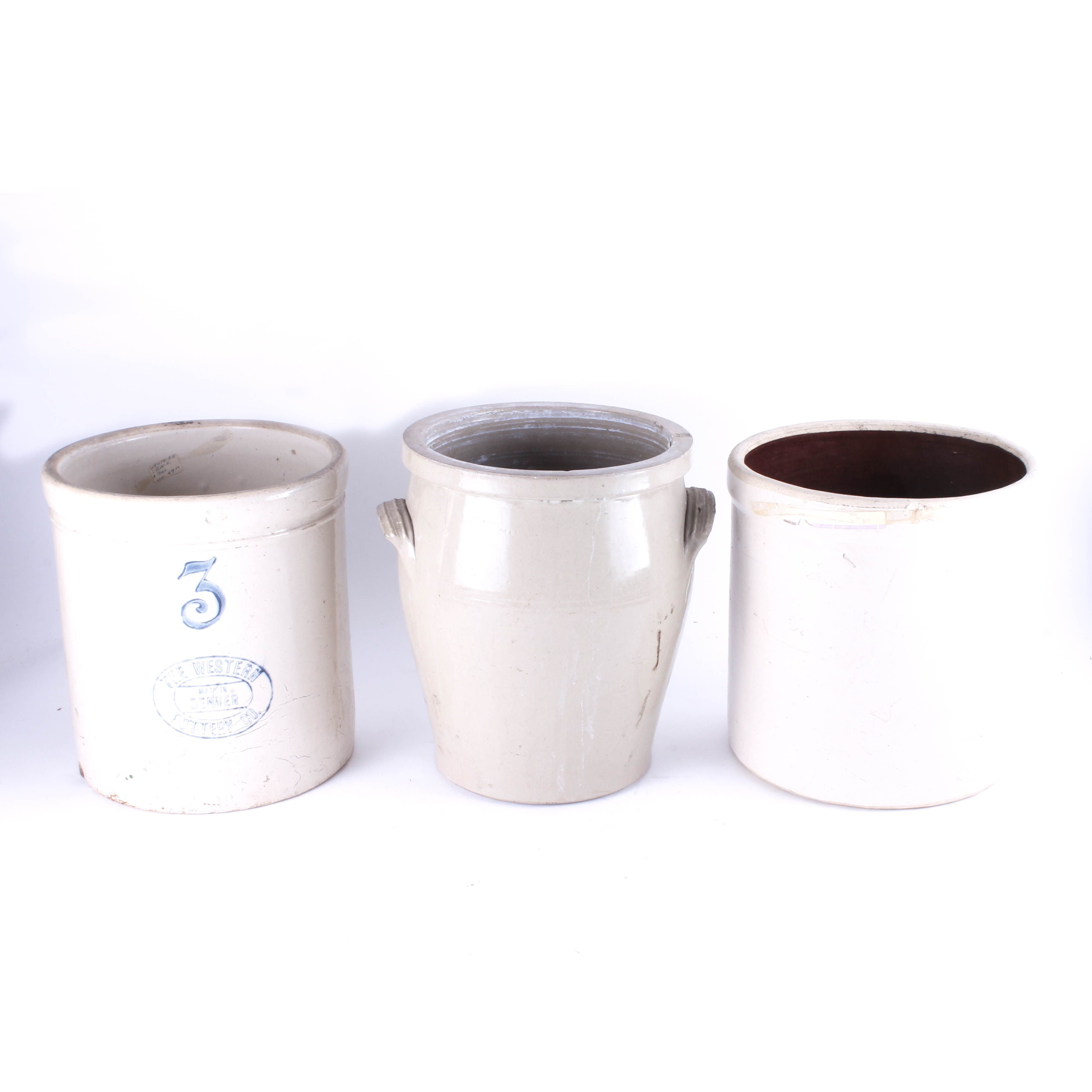 Set of Vintage Hand Thrown Stoneware Fermentation Crocks EBTH