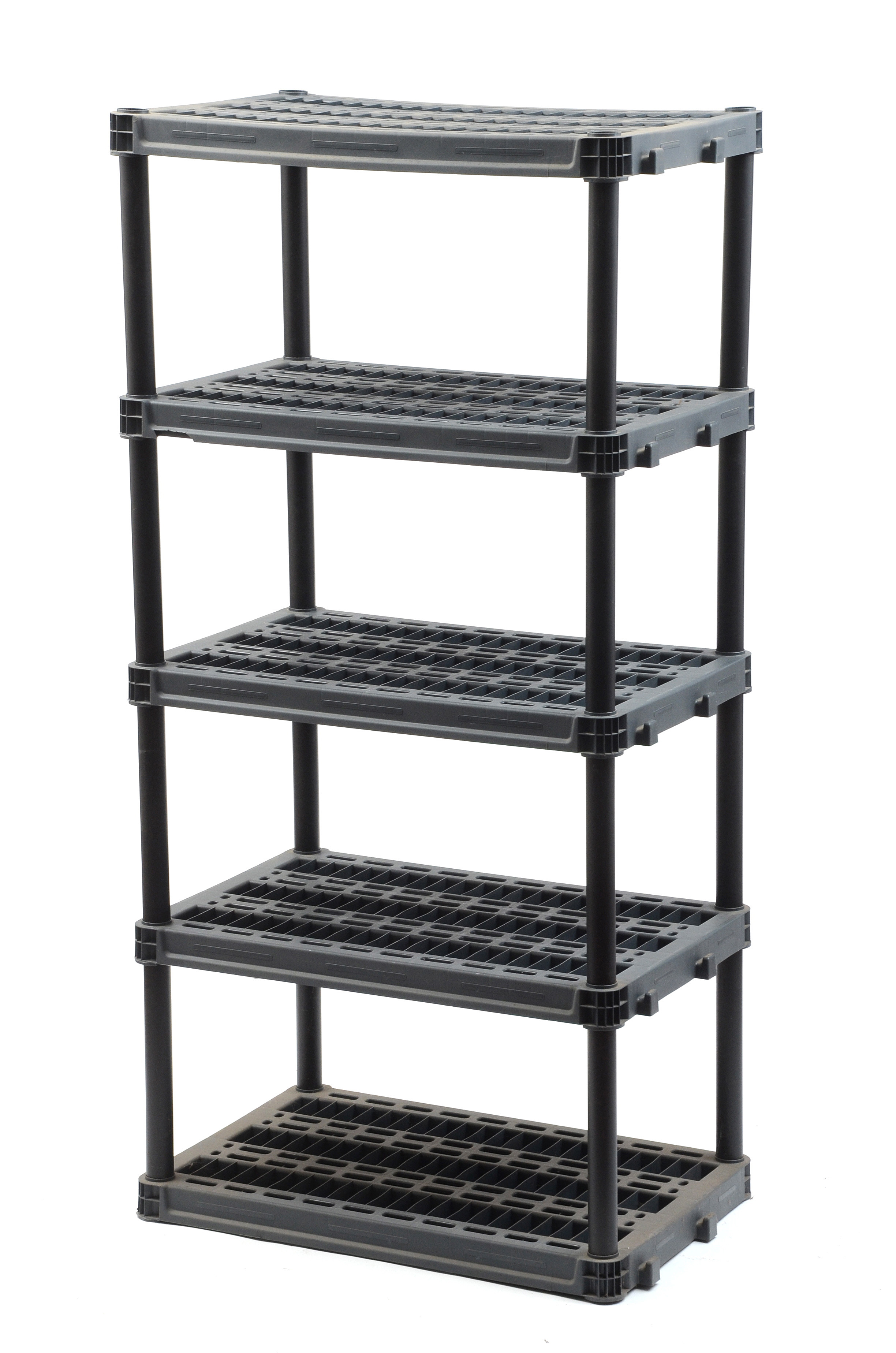 Three Black Plastic Storage Shelves EBTH